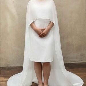 Elegant White Cape Dress